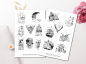 Preview: Landscape Black and White Sticker Set